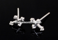 Earring findings, cross, 925 silver, 7.5mm - x1pair