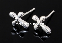 Earring findings, cross, 925 silver, 12.5mm - x1pair