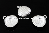 Pendant base, shell, 925 silver, pearl 6mm - x1