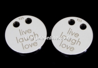 Link, LIVE-LAUGH-LOVE coin, 925 silver, 10mm  - x1