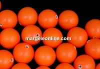 Swarovski one hole pearls, neon orange, 8mm - x2