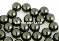 Swarovski one hole pearls, dark green, 5mm - x4