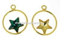 Pendant base, gold-plated 925 silver, for Swarovski star 10mm, jos - x1