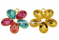 Pendant base, gold-plated 925 silver, for 5 Swarovski 4320 10x7mm - x1