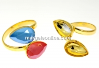 Ring base, gold-plated 925 silver,2 Swarovski drops 4320 14x10mm - x1