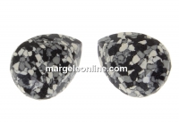 Swarovski, drop fancy, marbled black, 14x10mm - x1