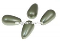 Swarovski drop pearls, powder green, 15x8mm - x2