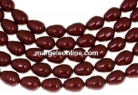 Swarovski beads, drop pearl, bordeaux, 11x8mm - x2