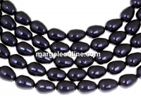 Swarovski beads, drop pearl, dark purple, 11x8mm - x2