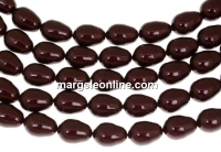 Swarovski beads, drop pearl, maroon, 11x8mm - x2