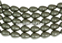 Swarovski beads, drop pearl, powder green, 11x8mm - x2