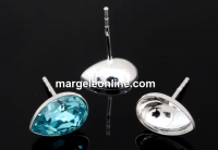 Earring findings, 925 silver, for Swarovski 4320 14x10mm - x1pair