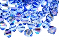 Swarovski, margele bicone, light sapphire shimmer, 4mm - x20