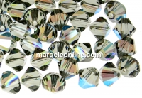 Swarovski, beads bicone xilion, black diamond shimmer, 6mm - x10