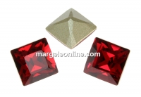 Swarovski, fancy chaton square, scarlet, 6mm - x4