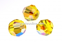 Swarovski beads, faceted round, lt. topaz shimmer, 8mm - x2