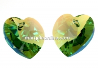 Swarovski, heart pendant, erinite shimmer, 18mm - x1