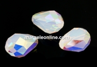 Swarovski drop beads, white opal AB, 9x6mm - x2