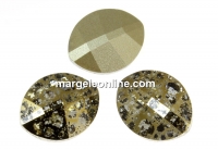 Swarovski, fancy rivoli, pure leaf, gold patina, 14mm - x1