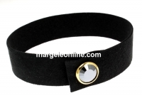 Alcantara bracelet, black with Swarovski gold-hematite jet