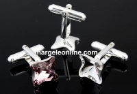 Cufflink, base,square, 925 silver, Swarovski 4485 10.5mm - x1pair