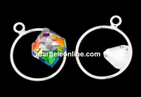 Pendant base, 925 silver, for fancy cube Swarovski 8mm, right - x1