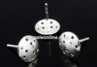 Earring base, 925 silver, for embroidering with beads, 9mm - x1pair