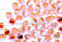 Swarovski, margele bicone, rose water opal AB2x, 4mm - x20