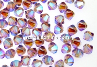 Swarovski, margele bicone, light amethyst AB2x, 4mm - x20