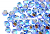 Swarovski, margele bicone, light sapphire AB2x, 4mm - x20