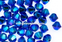 Swarovski, margele bicone, capri blue AB2x, 4mm - x20