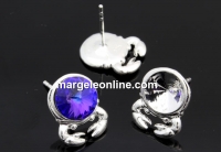 Earring base, 925 silver, rivoli 8mm - x1pair