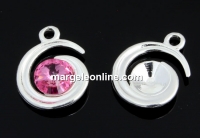 Pendant base, 925 silver, rivoli Swarovski 6mm - x1