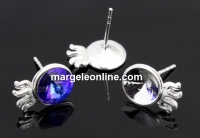 Earring base, 925 silver, rivoli 8mm - x1pair