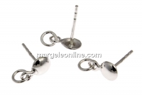 Earring findings, 925 silver rhodium plated, 11.5mm - x1pair