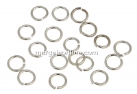 Jump rings, open, rhodium-plated 925 silver, 4.5x0.7mm - x10