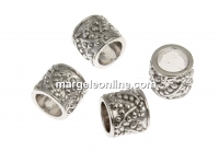 Decorative spacer, tube, 925 silver rhodium plated, 6mm - x1