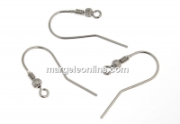 Earring findings, decorative ball, 925 silver rhodium plated, 25mm - x1pair