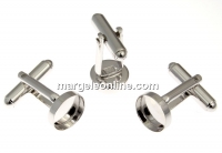 Cufflink base, 925 silver rhodium plated, for cabochon 10mm - x1 pair