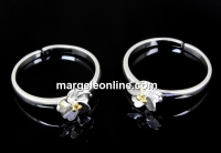 Ring base, 925 silver, flower, adjustable - x1