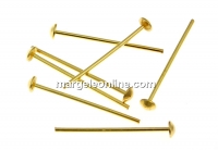 Headpin, 925 sterling silver gold plated, 20mm - x5