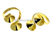 Ring base, 925 silver gold plated, 2 chatons 13mm - x1