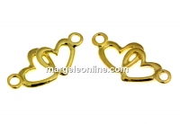 Link, hearts, 925 silver gold plated, 19.5mm  - x1