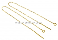 Earring findings, chain, gold-plated 925 silver, 135mm - x1pair