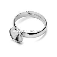 Ring base, 925 silver, rivoli 10mm, adjustable- x1