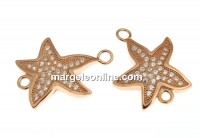 Link, starfish crystals, rose gold-plated 925 silver, 17.6mm - x1