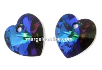 Swarovski, heart pendant, aqua. meridian blue, 10mm - x2