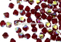 Swarovski, bicone bead, siam aurore boreale, 4mm - x20