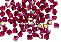 Swarovski, margele bicone, ruby aurore boreale, 4mm - x20