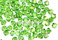 Swarovski, bicone bead, peridot aurore boreale, 4mm - x20